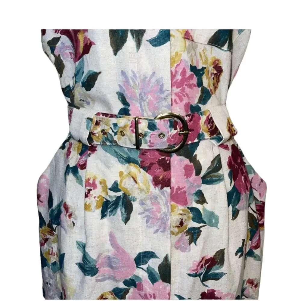 Damon Petite Vintage Union Made Floral Dress w/ Pockets & Belt Made USA Size 10